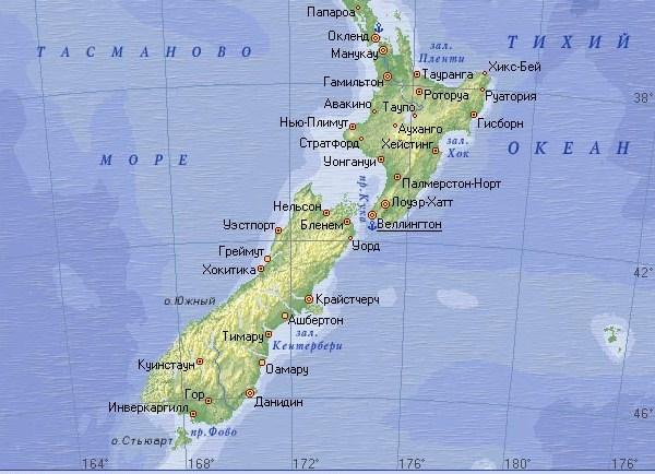 Карта Н. Зеландии