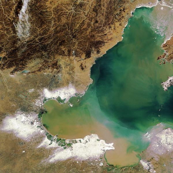 Бохайский залив вид из космоса