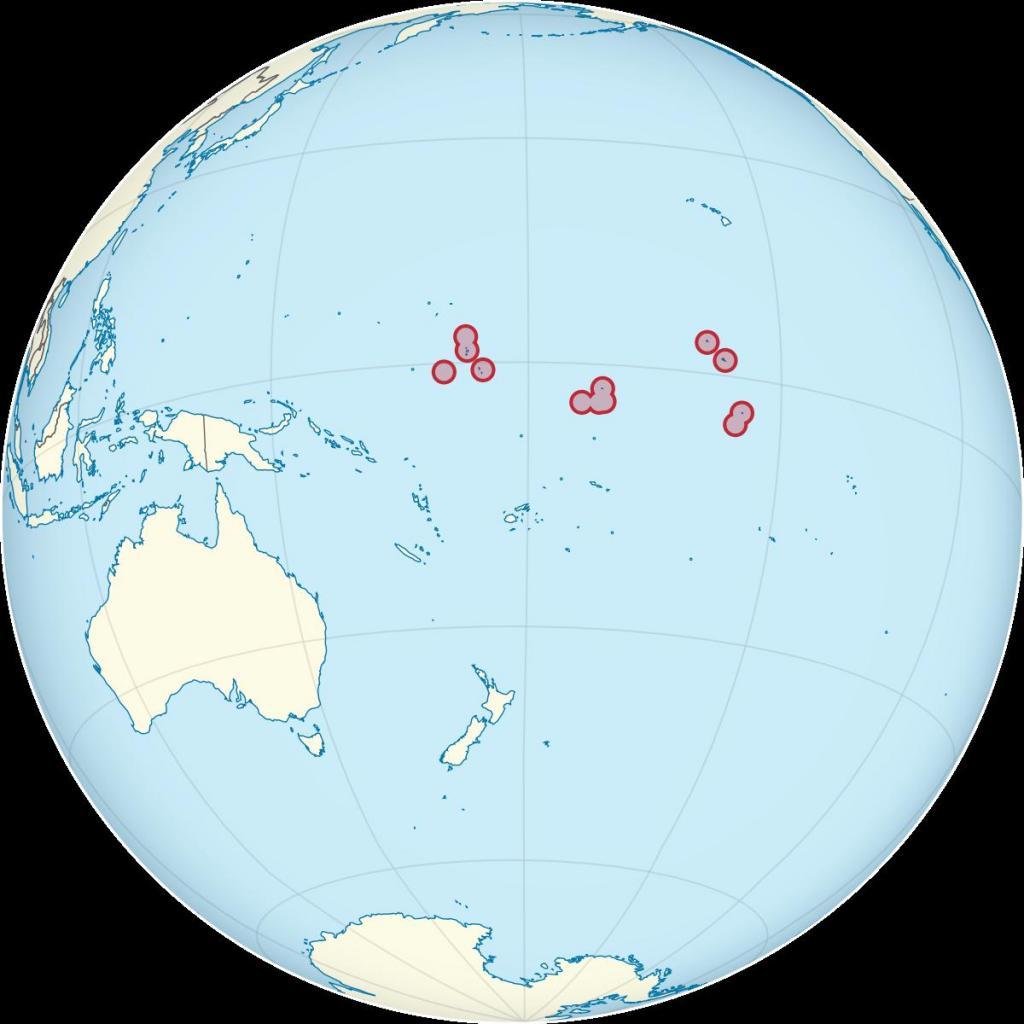 Республика Кирибати на карте мира