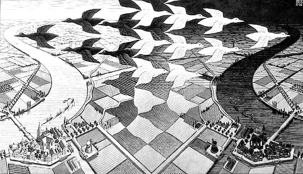Мозаика Эшера с иллюзиями